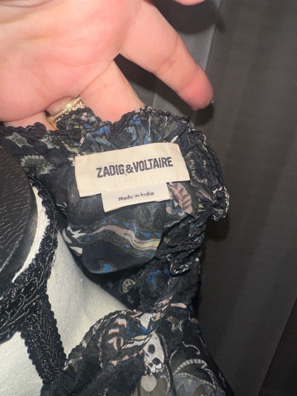 Zadig & Voltaire Black Printed Silk Top size S